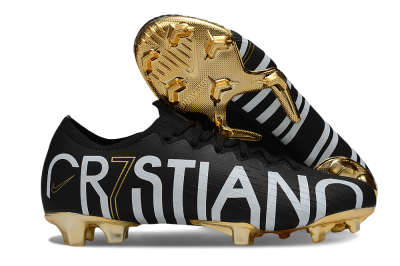 Nike Mercurial Vapor 12 Elite FG Firm Ground Soccer Cleats - Black/White/Gold