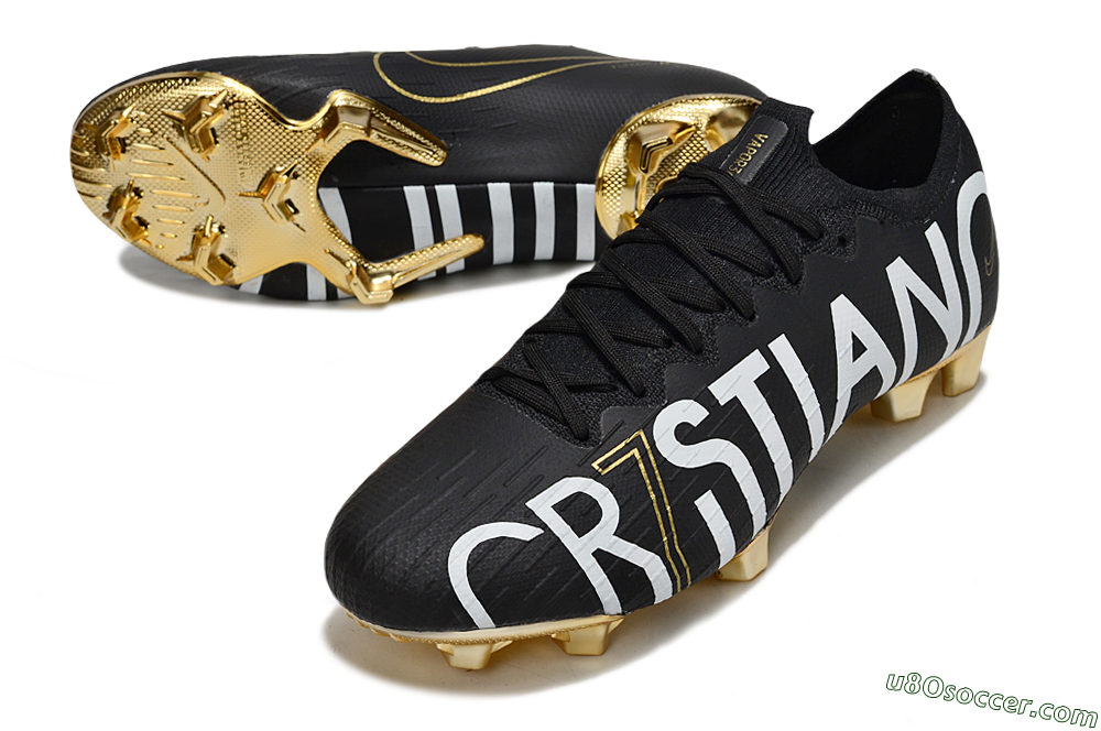 Nike Mercurial Vapor 12 Elite FG Firm Ground Soccer Cleats - Black/White/Gold 3