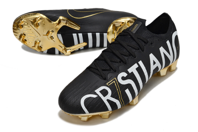 Nike Mercurial Vapor 12 Elite FG Firm Ground Soccer Cleats - Black/White/Gold