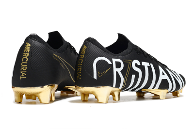 Nike Mercurial Vapor 12 Elite FG Firm Ground Soccer Cleats - Black/White/Gold
