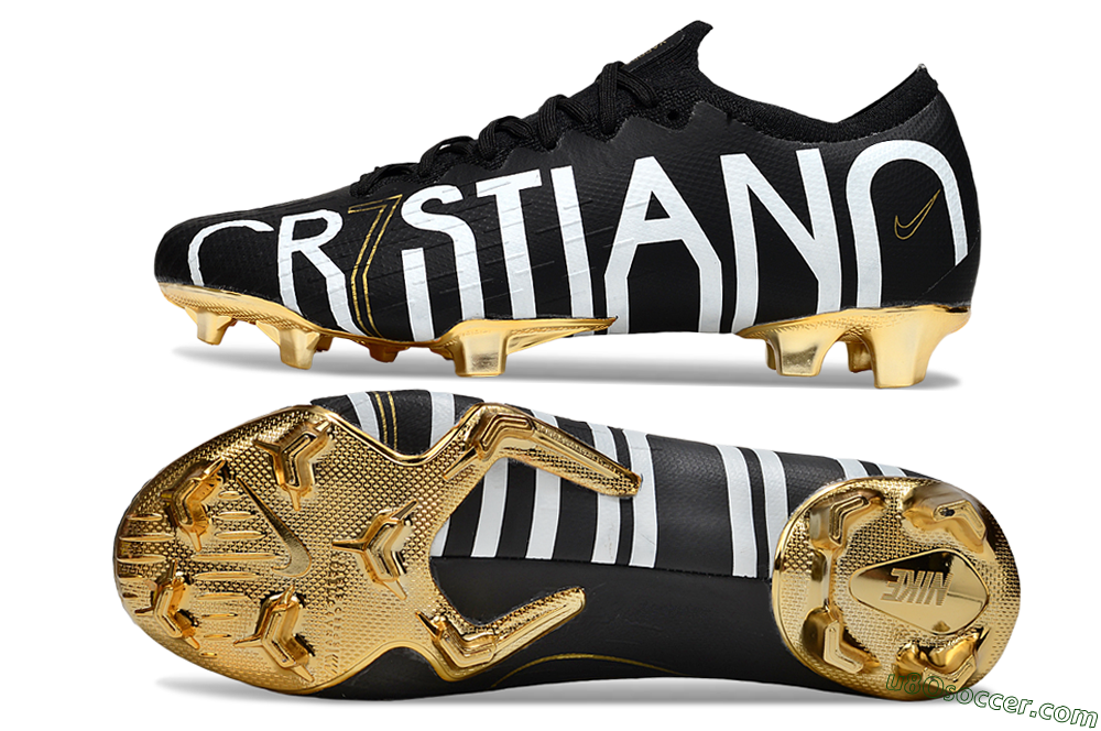 Nike Mercurial Vapor 12 Elite FG Firm Ground Soccer Cleats - Black/White/Gold 0