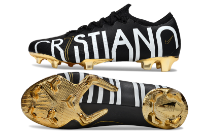Nike Mercurial Vapor 12 Elite FG Firm Ground Soccer Cleats - Black/White/Gold