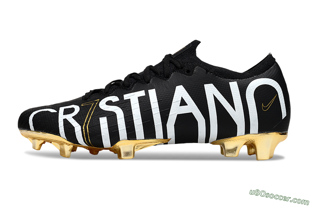 Nike Mercurial Vapor 12 Elite FG Firm Ground Soccer Cleats - Black/White/Gold 2