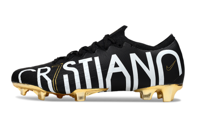 Nike Mercurial Vapor 12 Elite FG Firm Ground Soccer Cleats - Black/White/Gold