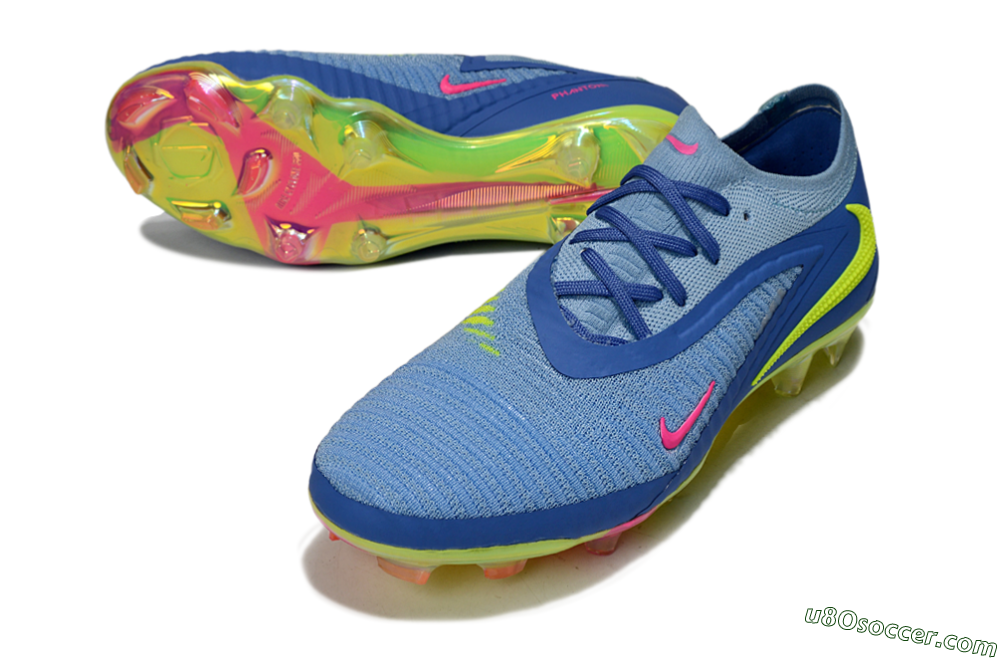 Nike Phantom 6 Low Elite FG Firm Ground Soccer Cleats - Blue/Pink/Yellow 3
