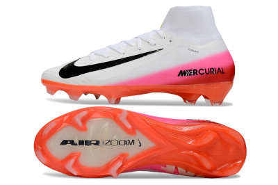 Nike Air Zoom Mercurial Superfly 10 Elite FG Firm Ground Soccer Cleats - White/Black/Pink
