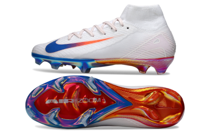 Nike Air Zoom Mercurial Superfly 10 Elite FG Firm Ground Soccer Cleats - White/Blue/Red