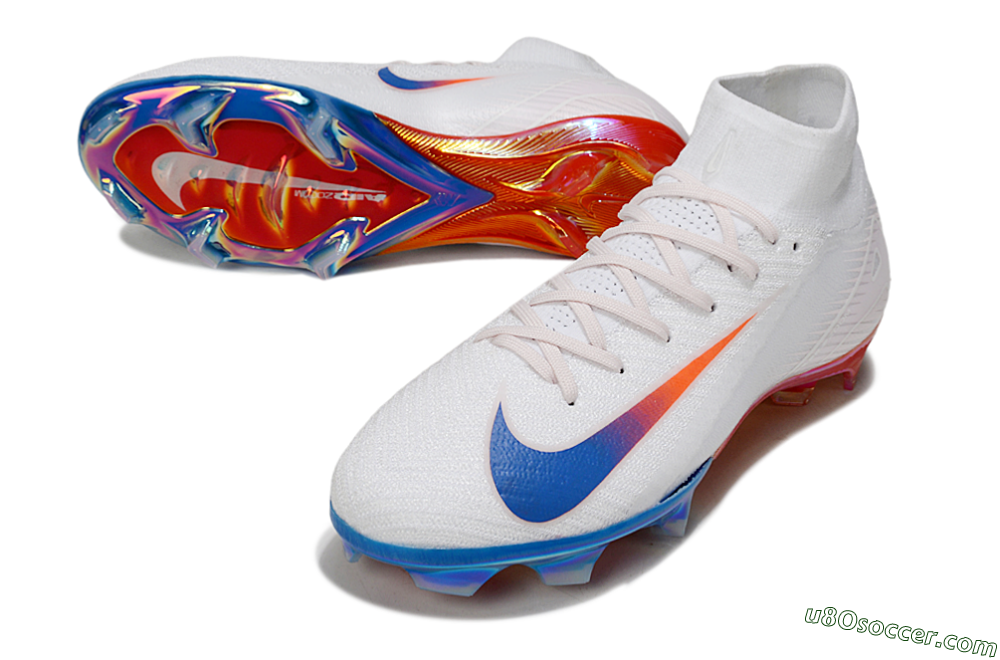 Nike Air Zoom Mercurial Superfly 10 Elite FG Firm Ground Soccer Cleats - White/Blue/Red 3