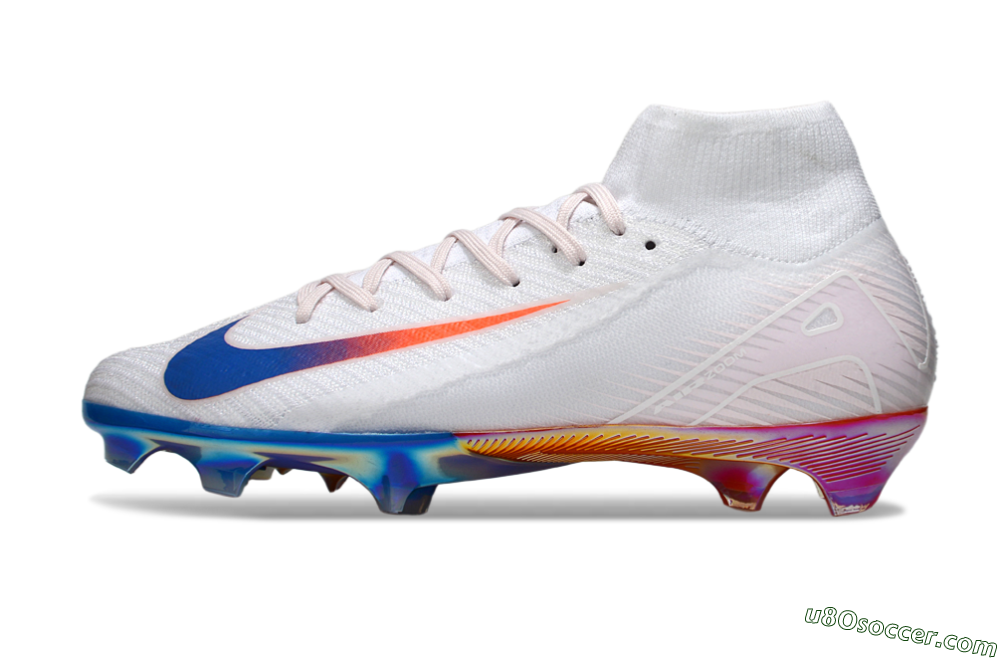 Nike Air Zoom Mercurial Superfly 10 Elite FG Firm Ground Soccer Cleats - White/Blue/Red 2