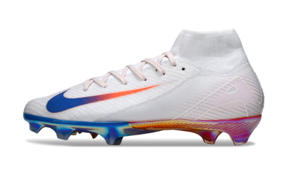 Nike Air Zoom Mercurial Superfly 10 Elite FG Firm Ground Soccer Cleats - White/Blue/Red