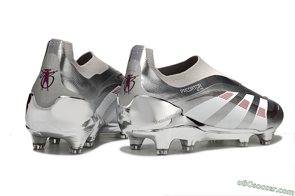 Adidas Predator 25 Elite Laceless FG Firm Ground Soccer Cleats - Silver/Black/Red 6