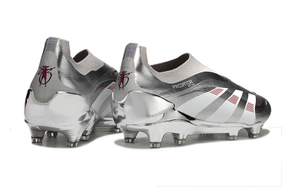 Adidas Predator 25 Elite Laceless FG Firm Ground Soccer Cleats - Silver/Black/Red