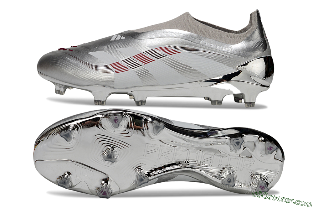 Adidas Predator 25 Elite Laceless FG Firm Ground Soccer Cleats - Silver/Black/Red 0