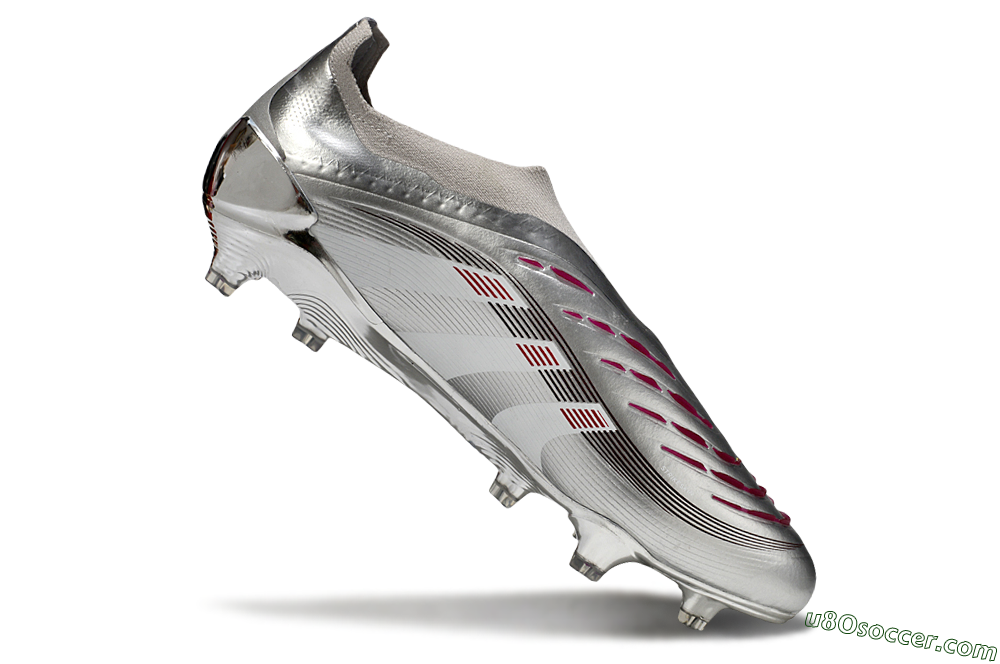 Adidas Predator 25 Elite Laceless FG Firm Ground Soccer Cleats - Silver/Black/Red 4