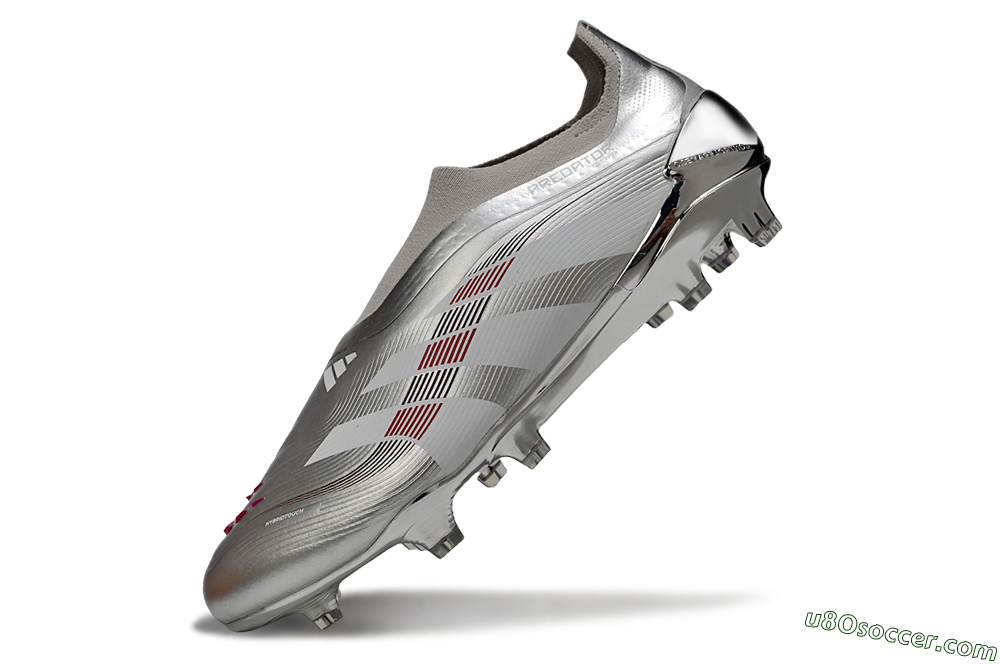 Adidas Predator 25 Elite Laceless FG Firm Ground Soccer Cleats - Silver/Black/Red 5