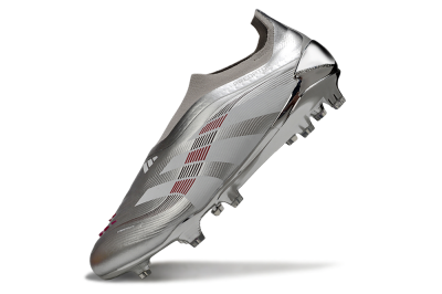 Adidas Predator 25 Elite Laceless FG Firm Ground Soccer Cleats - Silver/Black/Red