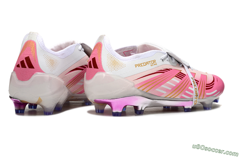 Adidas Predator 25 Elite Foldover Tongue FG Firm Ground Soccer Cleats - Pink/Gold/White 6