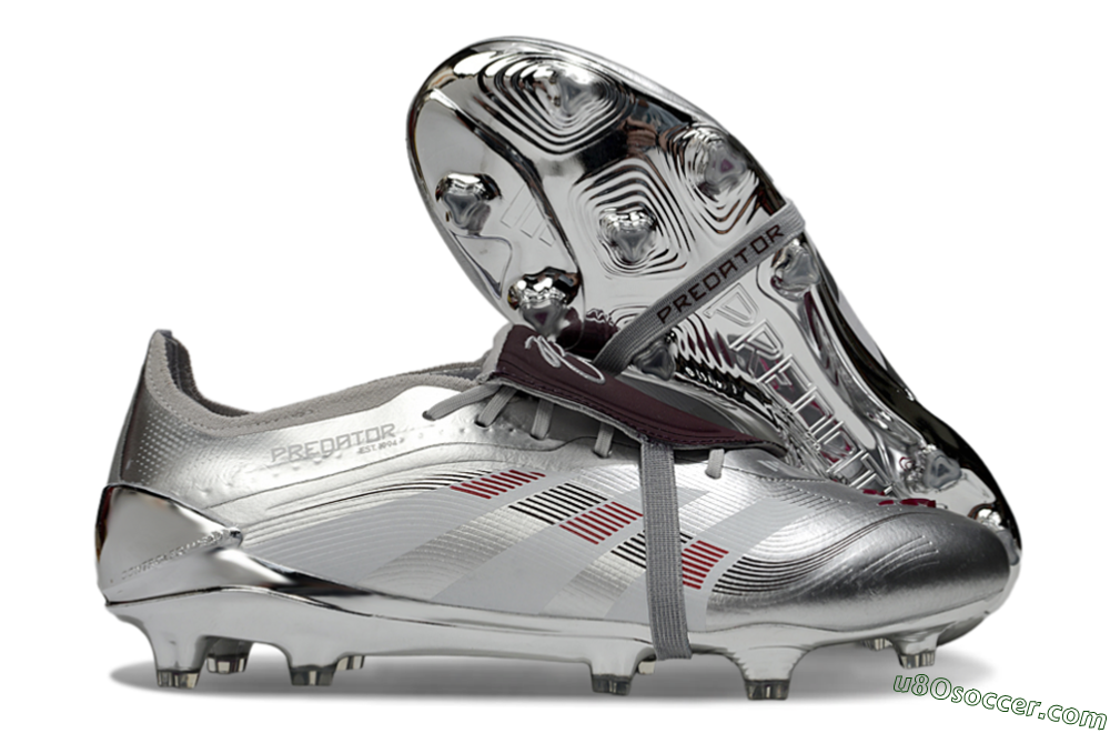 Adidas Predator 25 Elite Foldover Tongue FG Firm Ground Soccer Cleats - Silver/Black/Red 1