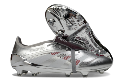 Adidas Predator 25 Elite Foldover Tongue FG Firm Ground Soccer Cleats - Silver/Black/Red