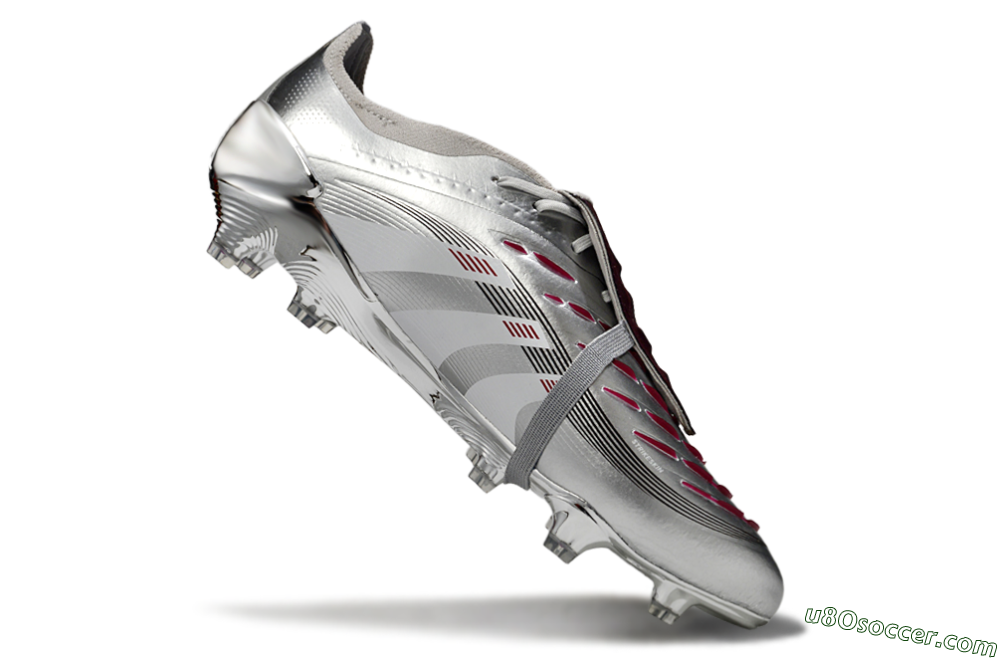 Adidas Predator 25 Elite Foldover Tongue FG Firm Ground Soccer Cleats - Silver/Black/Red 4