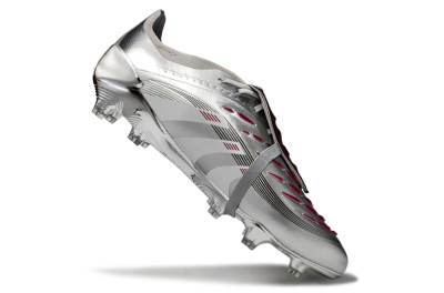 Adidas Predator 25 Elite Foldover Tongue FG Firm Ground Soccer Cleats - Silver/Black/Red