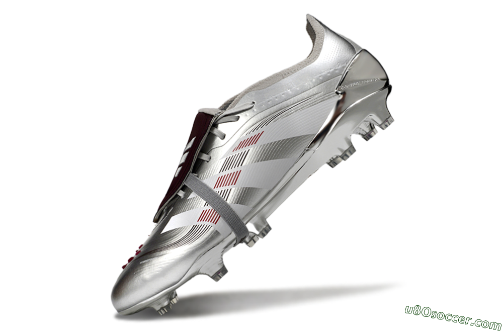 Adidas Predator 25 Elite Foldover Tongue FG Firm Ground Soccer Cleats - Silver/Black/Red 5