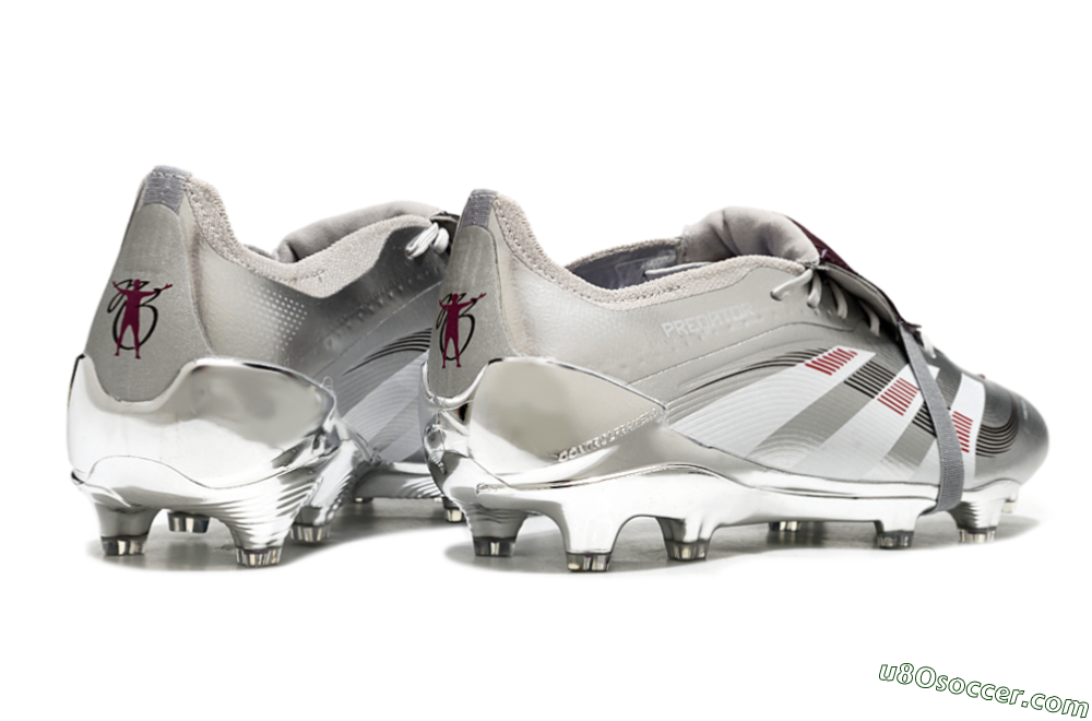 Adidas Predator 25 Elite Foldover Tongue FG Firm Ground Soccer Cleats - Silver/Black/Red 6