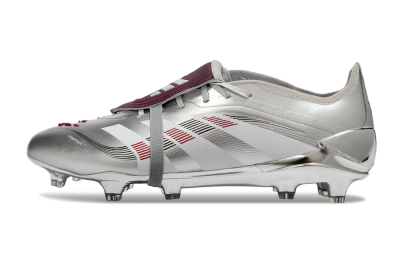 Adidas Predator 25 Elite Foldover Tongue FG Firm Ground Soccer Cleats - Silver/Black/Red