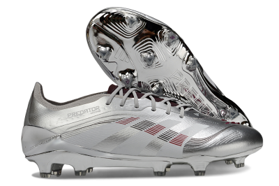 Adidas Predator 25 Elite FG Firm Ground Soccer Cleats - Silver/Black/Red