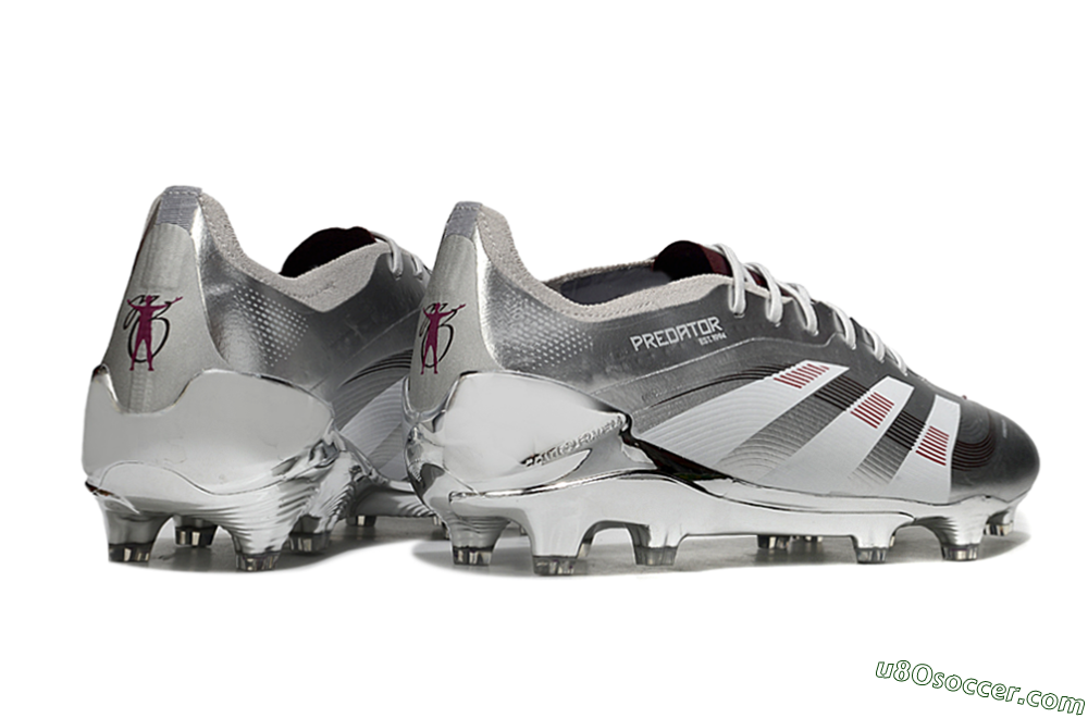 Adidas Predator 25 Elite FG Firm Ground Soccer Cleats - Silver/Black/Red 6