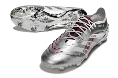 Adidas Predator 25 Elite FG Firm Ground Soccer Cleats - Silver/Black/Red