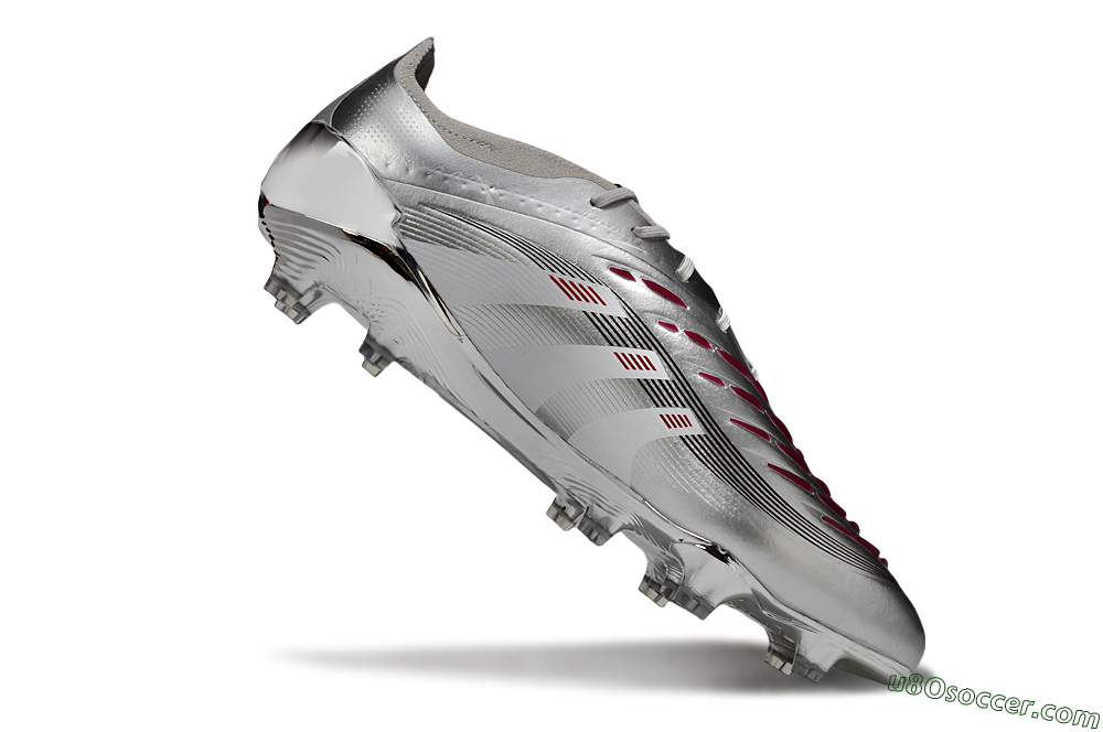 Adidas Predator 25 Elite FG Firm Ground Soccer Cleats - Silver/Black/Red 4