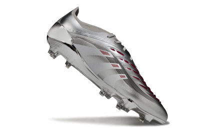 Adidas Predator 25 Elite FG Firm Ground Soccer Cleats - Silver/Black/Red