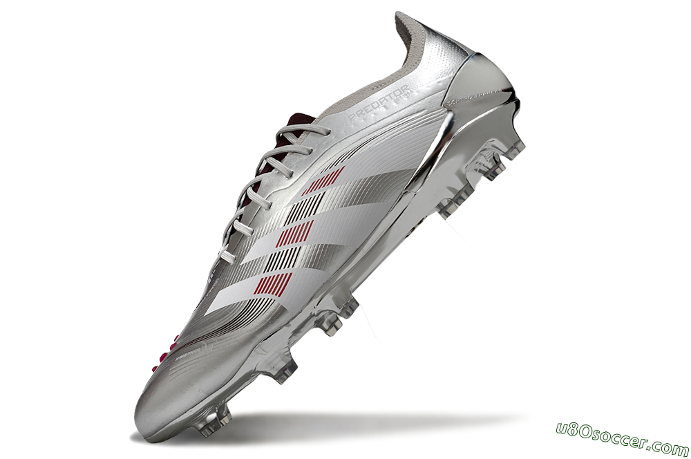 Adidas Predator 25 Elite FG Firm Ground Soccer Cleats - Silver/Black/Red 5