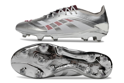 Adidas Predator 25 Elite FG Firm Ground Soccer Cleats - Silver/Black/Red