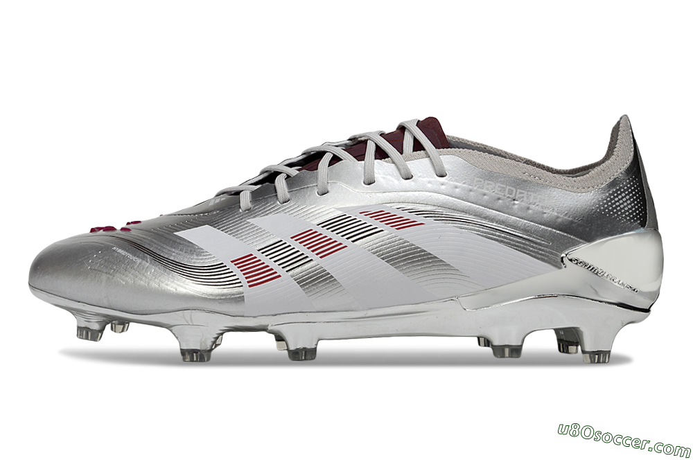 Adidas Predator 25 Elite FG Firm Ground Soccer Cleats - Silver/Black/Red 2