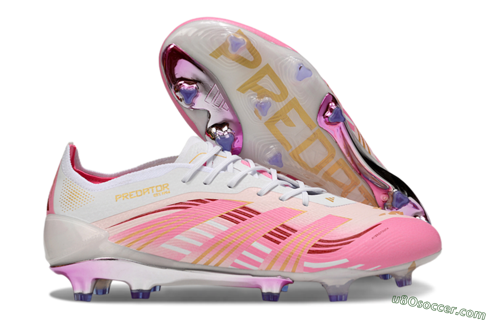 Adidas Predator 25 Elite FG Firm Ground Soccer Cleats - Pink/Gold/White 1