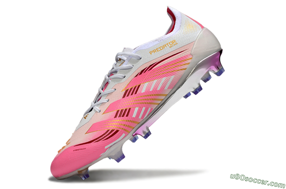 Adidas Predator 25 Elite FG Firm Ground Soccer Cleats - Pink/Gold/White 5