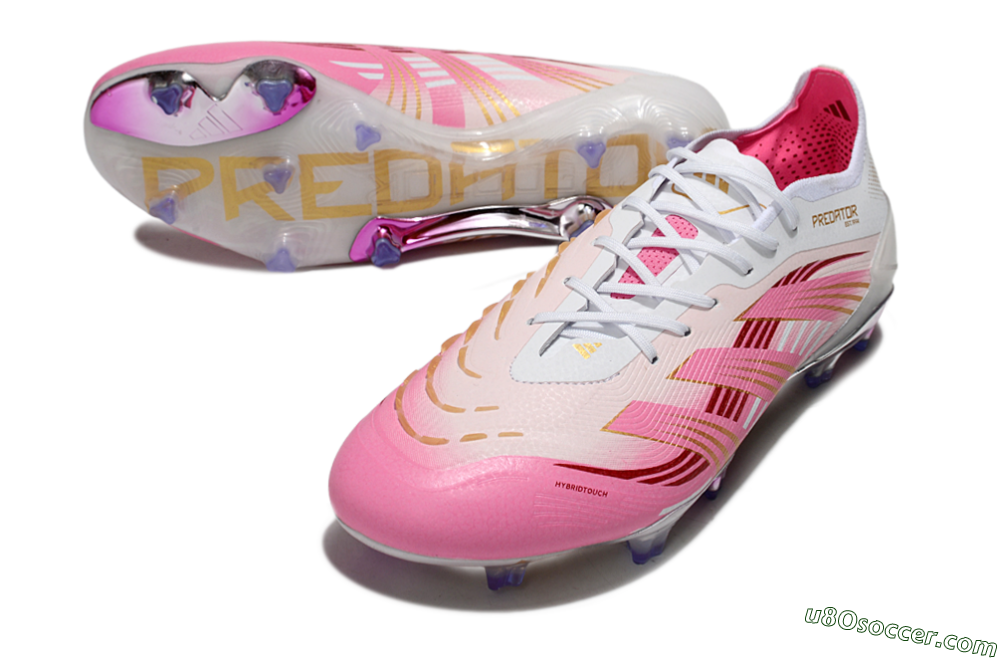 Adidas Predator 25 Elite FG Firm Ground Soccer Cleats - Pink/Gold/White 3