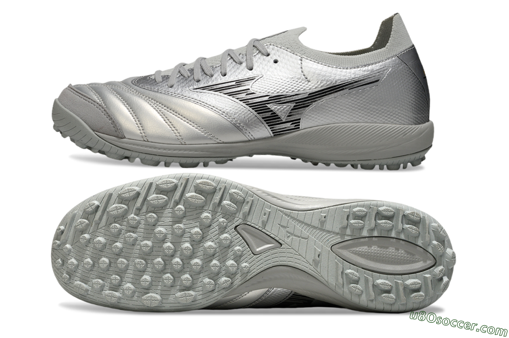 Mizuno Morelia Neo Sala M8 TF Artificial Turf Soccer Shoes - Silver/Black 0