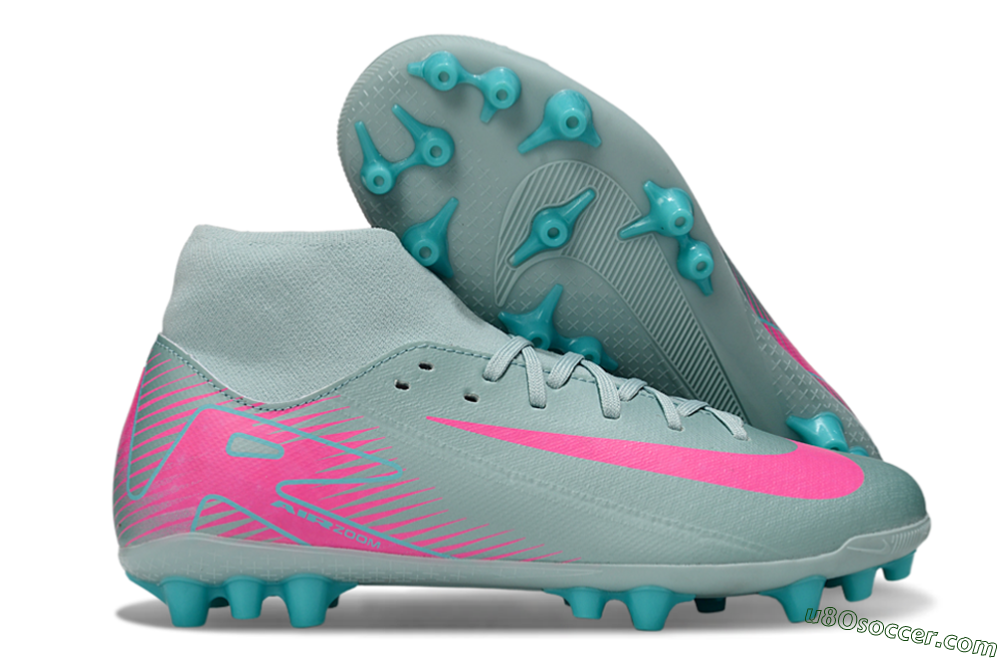 Nike Air Zoom Mercurial Superfly 10 Academy AG Artificial Grass Soccer Cleats - Jade/Pink 1