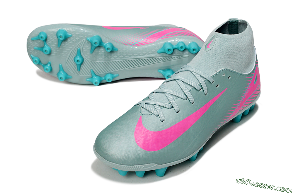 Nike Air Zoom Mercurial Superfly 10 Academy AG Artificial Grass Soccer Cleats - Jade/Pink 3