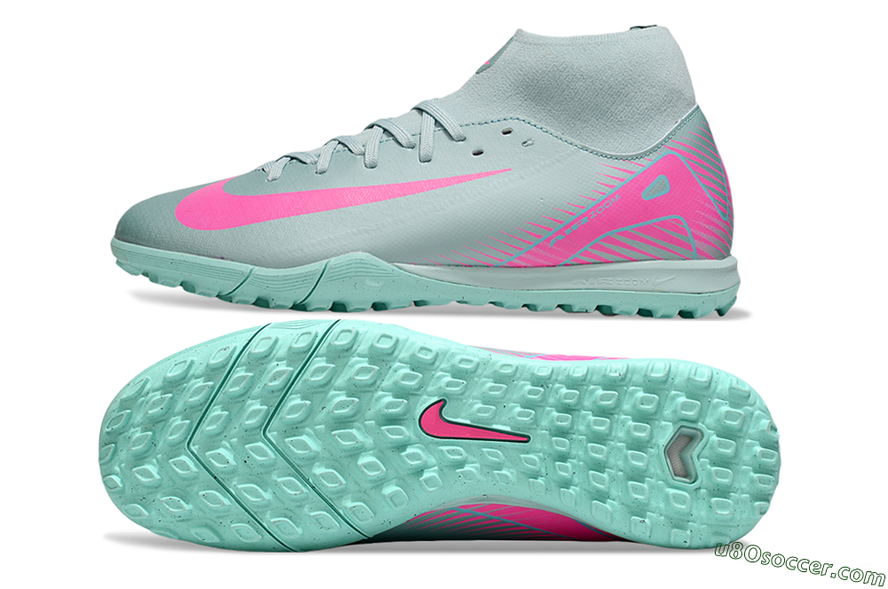 Nike Air Zoom Mercurial Superfly 10 Academy TF Artificial Turf Soccer Shoes - Jade/Pink 0