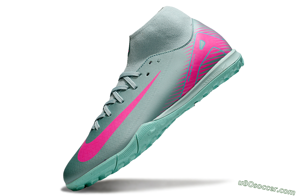 Nike Air Zoom Mercurial Superfly 10 Academy TF Artificial Turf Soccer Shoes - Jade/Pink 5
