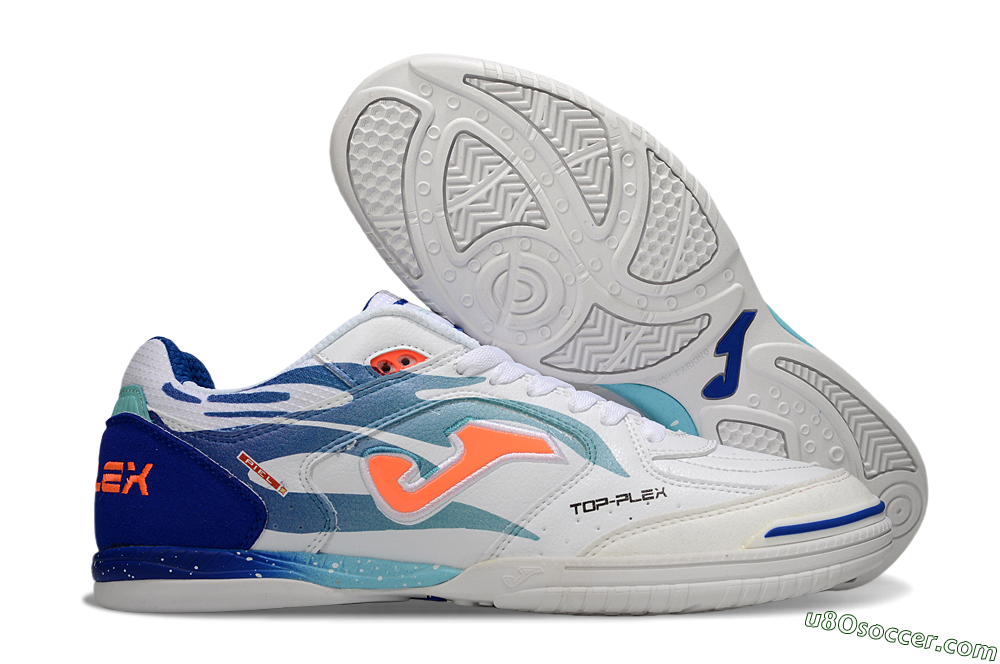 Joma Top Flex IC Indoor & Futsal Soccer Shoes - White/Blue/Orange 1