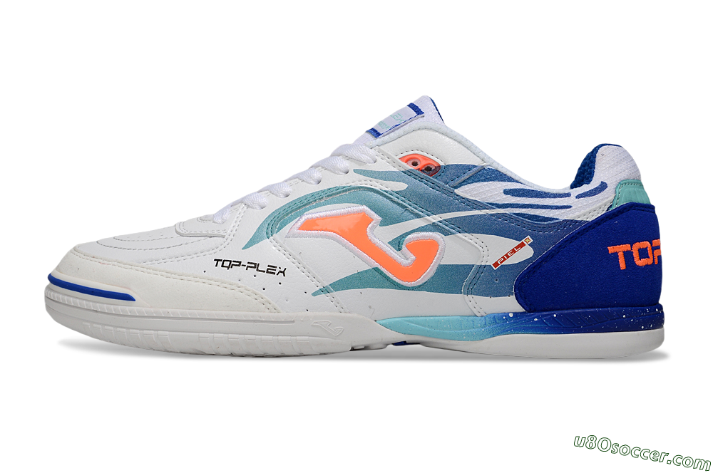 Joma Top Flex IC Indoor & Futsal Soccer Shoes - White/Blue/Orange 2