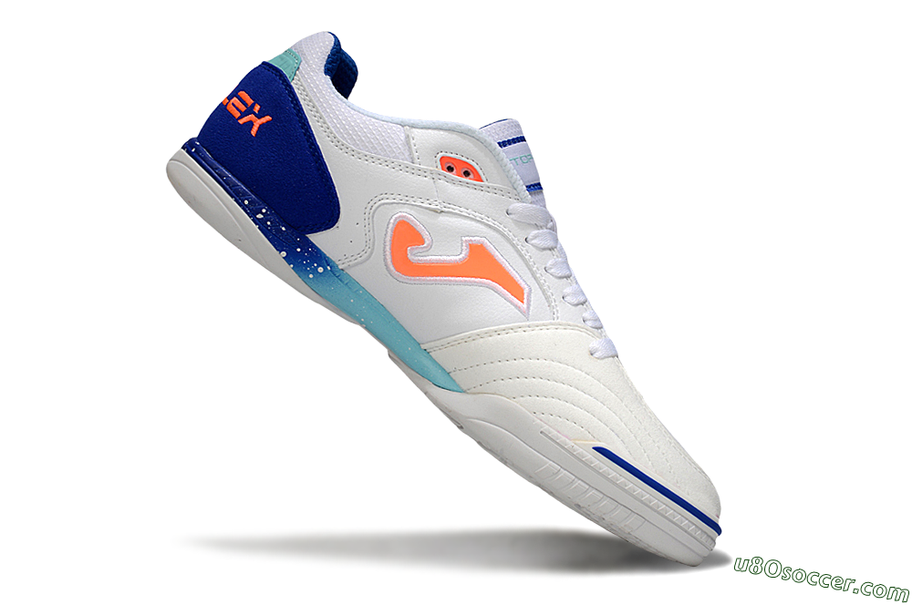 Joma Top Flex IC Indoor & Futsal Soccer Shoes - White/Blue/Orange 4