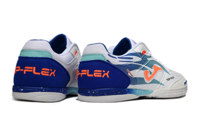 Joma Top Flex IC Indoor & Futsal Soccer Shoes - White/Blue/Orange