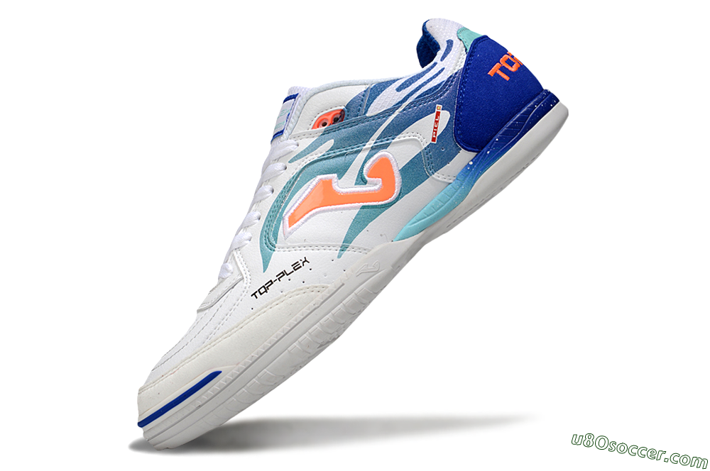 Joma Top Flex IC Indoor & Futsal Soccer Shoes - White/Blue/Orange 5