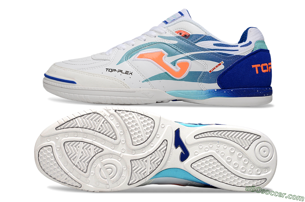 Joma Top Flex IC Indoor & Futsal Soccer Shoes - White/Blue/Orange 0